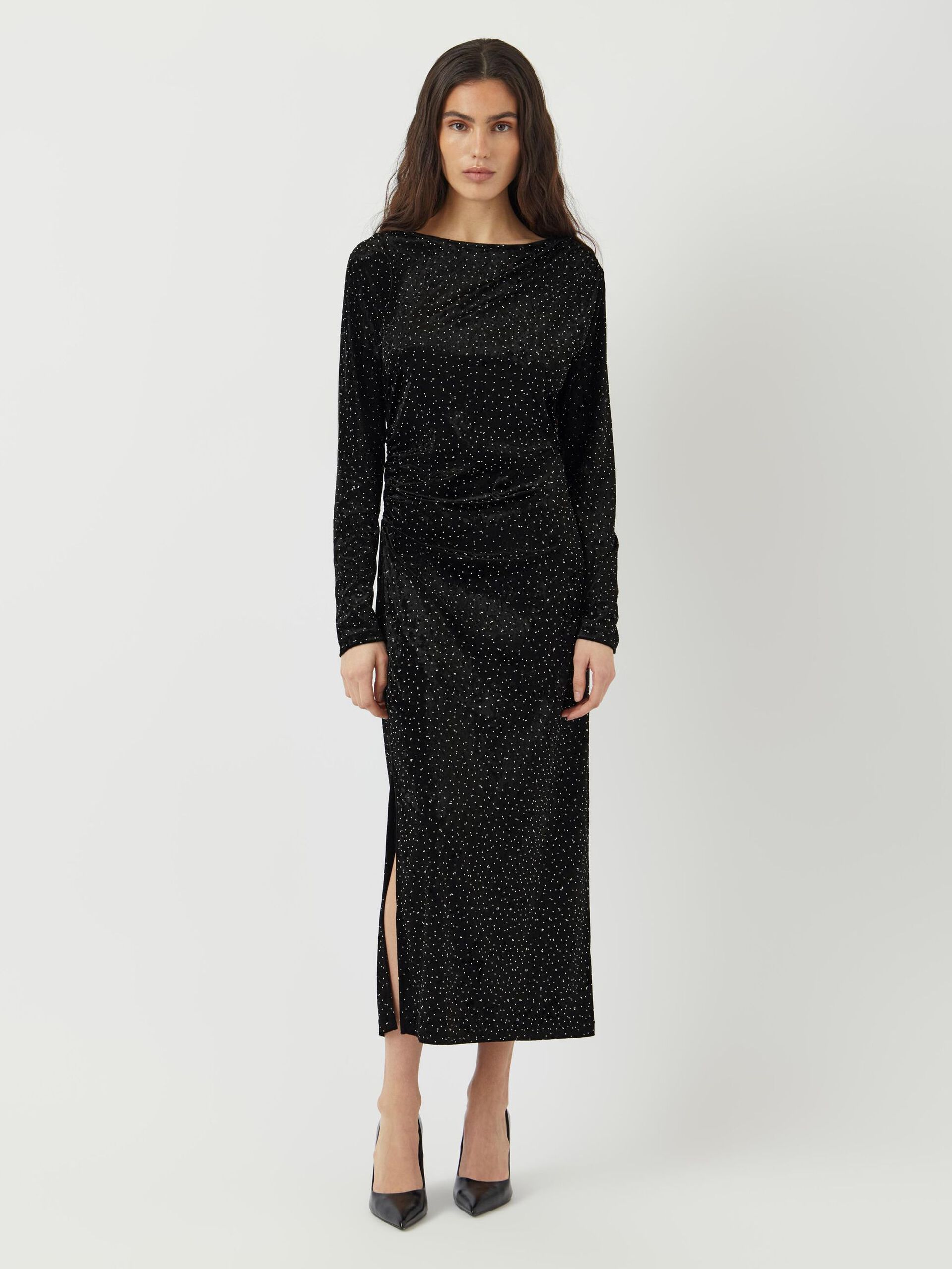 Carousel image - YASTILLIA FLUWEEL MAXI-JURK, Black | 4