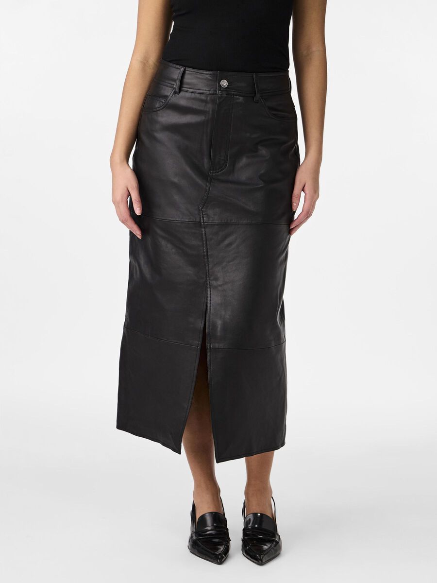 YAS YASMINA LEATHER MIDI SKIRT, Black, highres - 26035280_Black_003.jpg