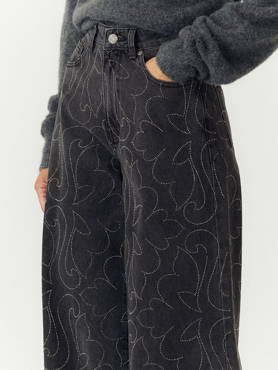Carousel image 3 YASBEA, KORISTEKIVELLISET KORKEAVY&Ouml;T&Auml;R&Ouml;ISET FARKUT, Dark Grey Denim