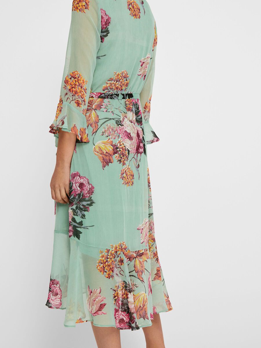 Carousel image - FLORAL WRAP MIDI DRESS, Granite Green | 5