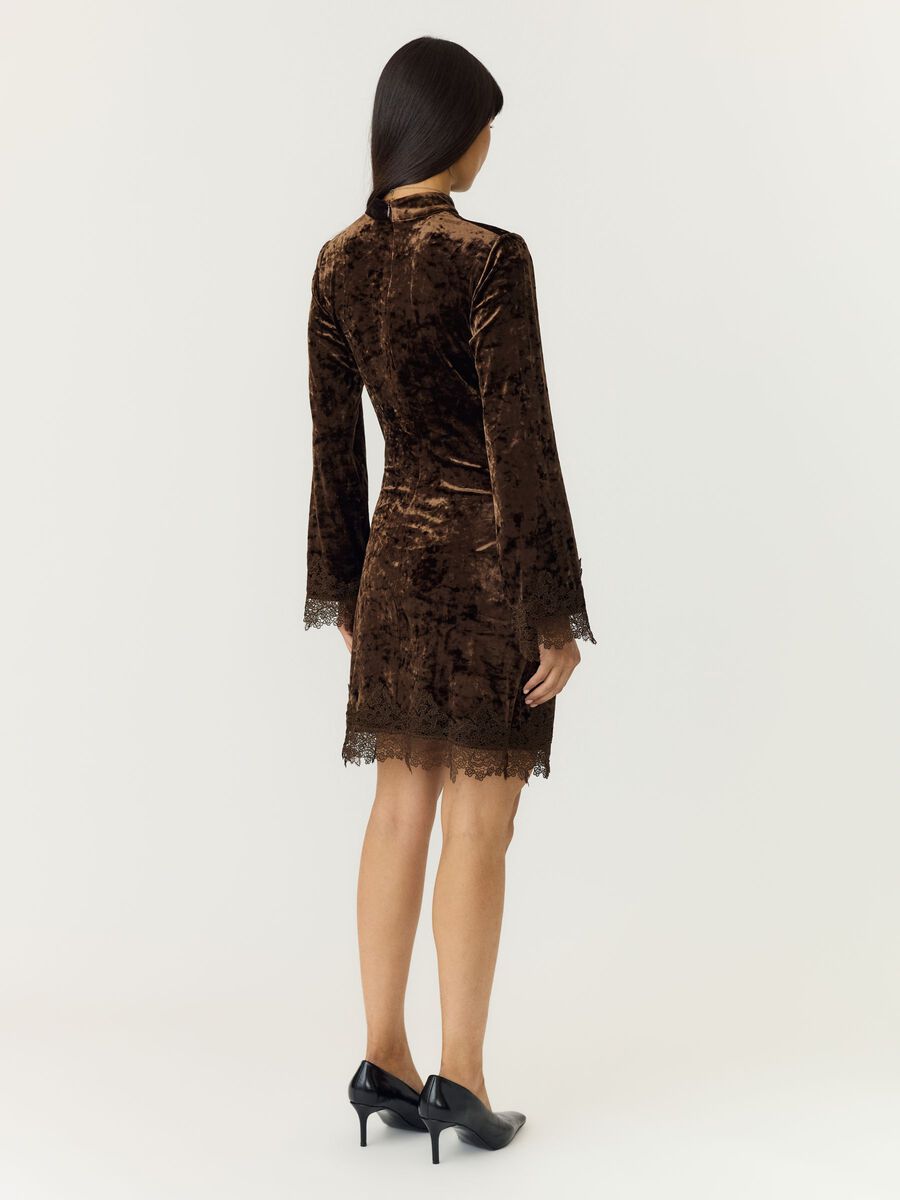 Carousel image 2 YASVELLIA LS SHORT LACE  DRESS, Coffee Bean