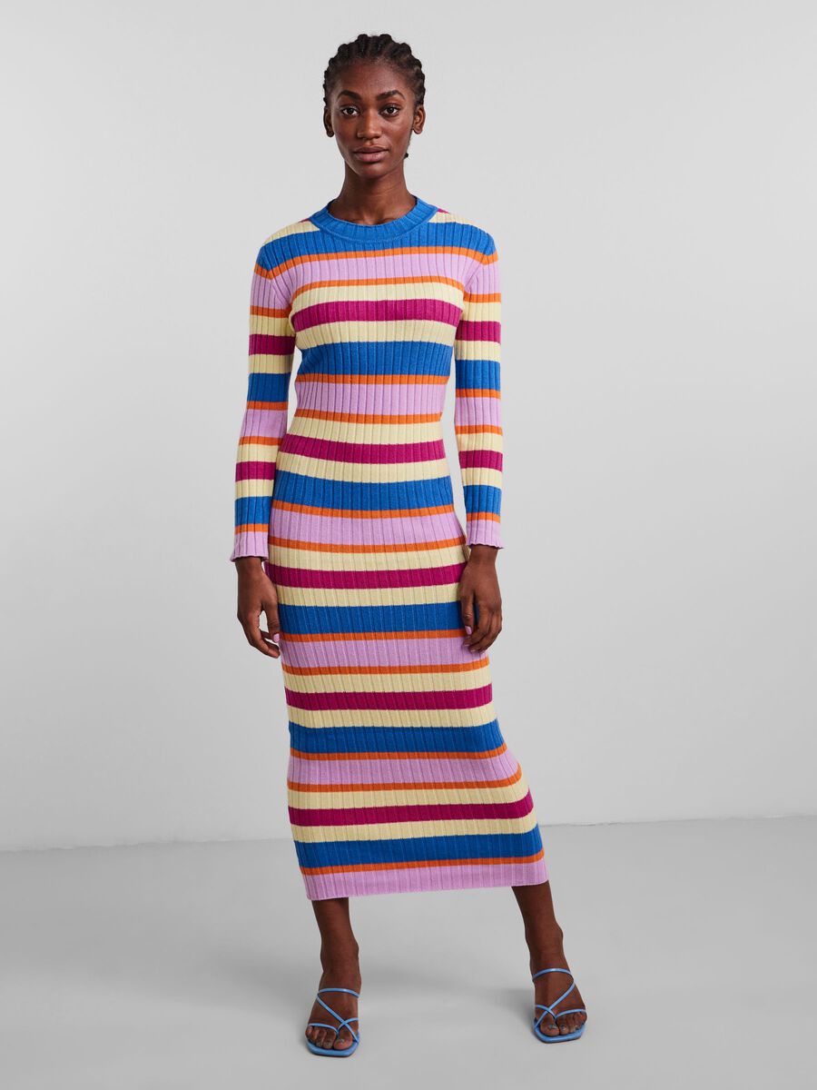 hot pink fitted dress HMS Essential: Neon Pink Square Neck Sleeveless Perfect Fit Midi Dress Small main image 1