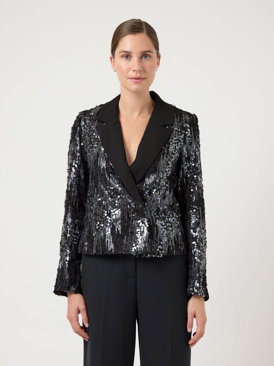 Product carousel image - YASSITIRA SEQUIN BLAZER, Black | 1