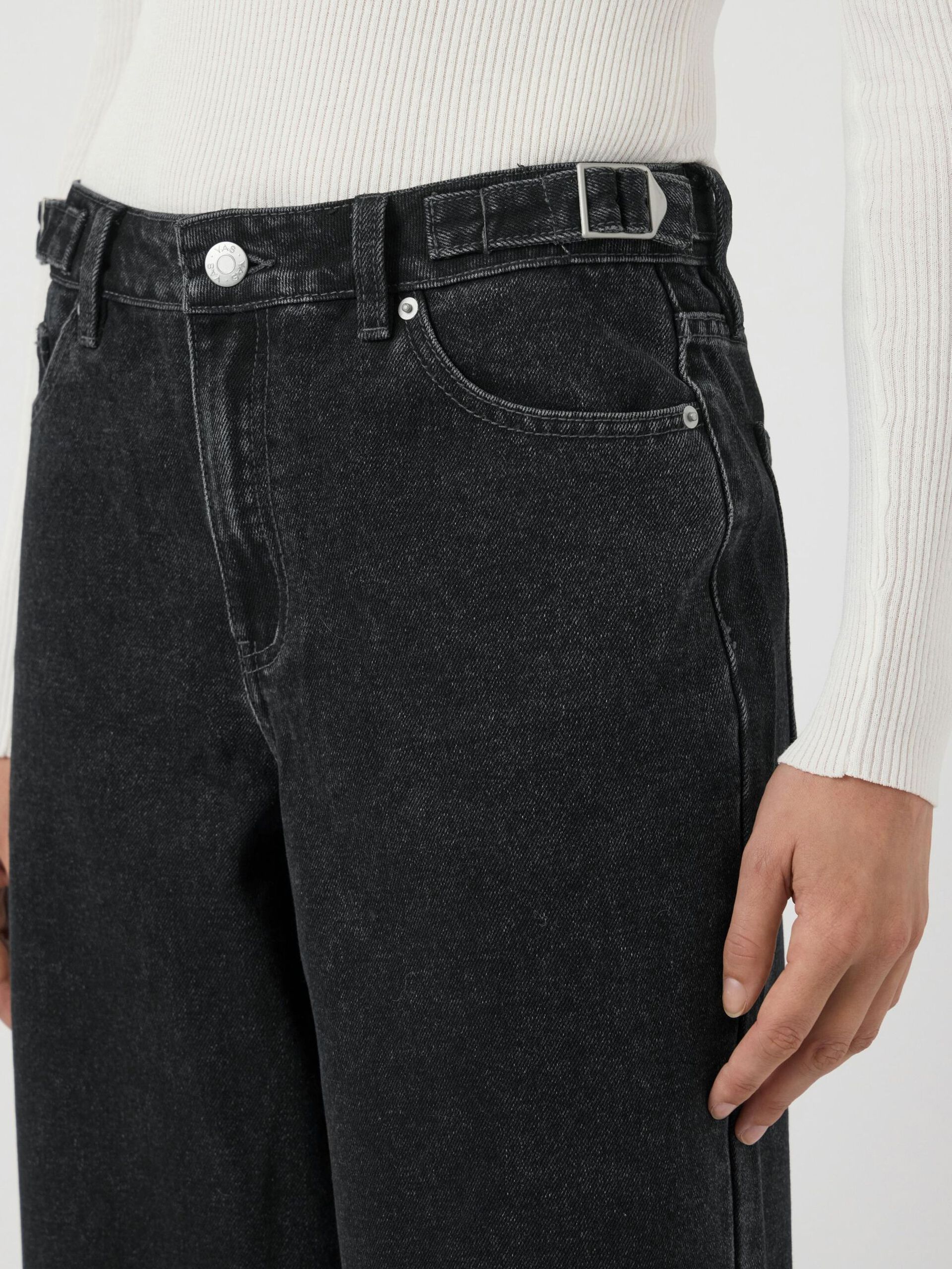 Carousel image - YASSATIRANI MW WIDE FIT JEANS, Dark Grey Denim | 3