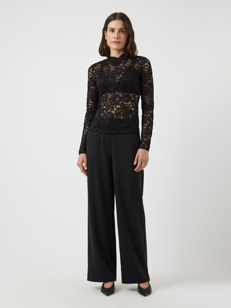 Carousel image - YASLACEY LACE LONG SLEEVED TOP, Black | 4