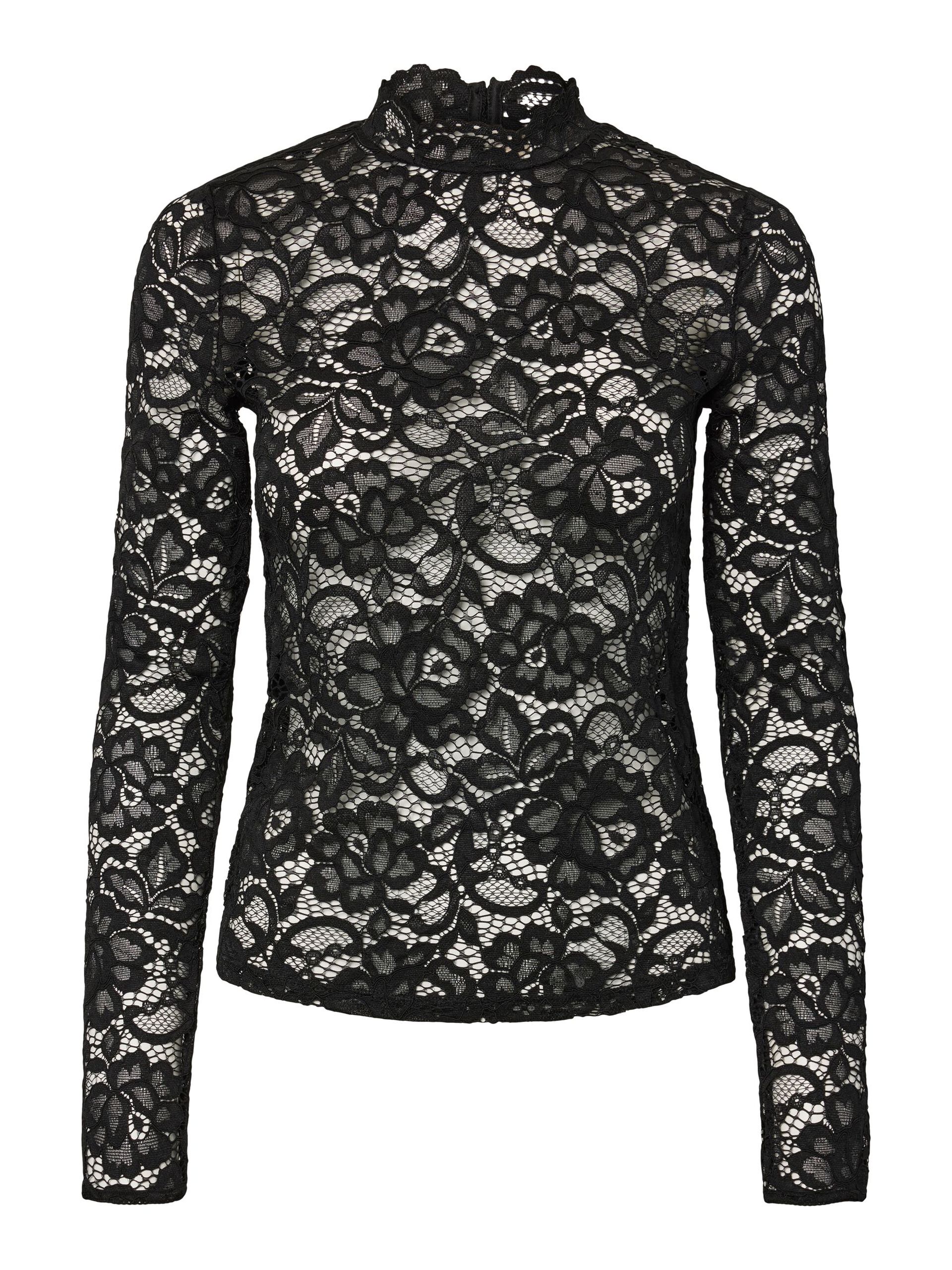 Carousel image - YASLACEY LACE LONG SLEEVED TOP, Black | 5