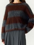 thumbnail Yastilde ls striped  knitted pullover, colour: dark grey melange, detail