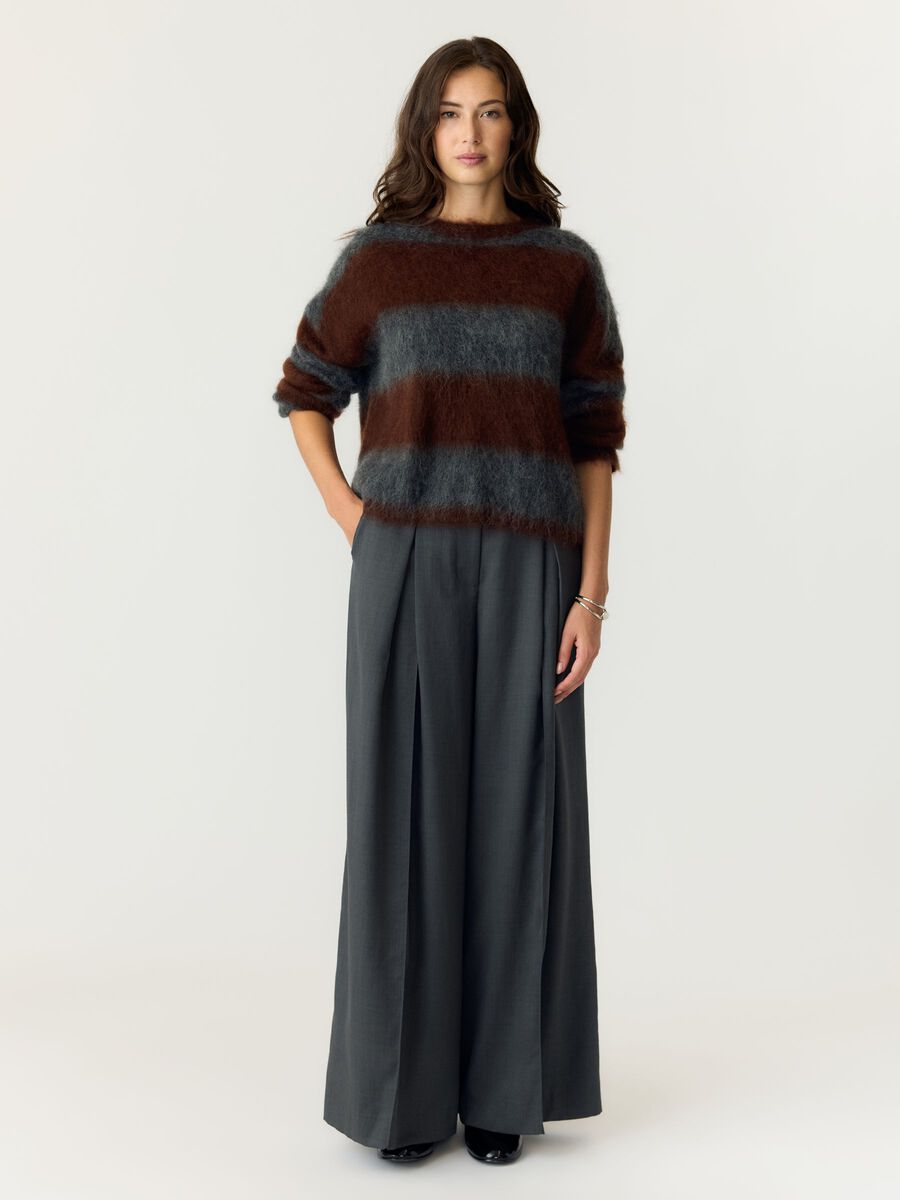 Yastilde ls striped  knitted pullover, colour: dark grey melange, front full