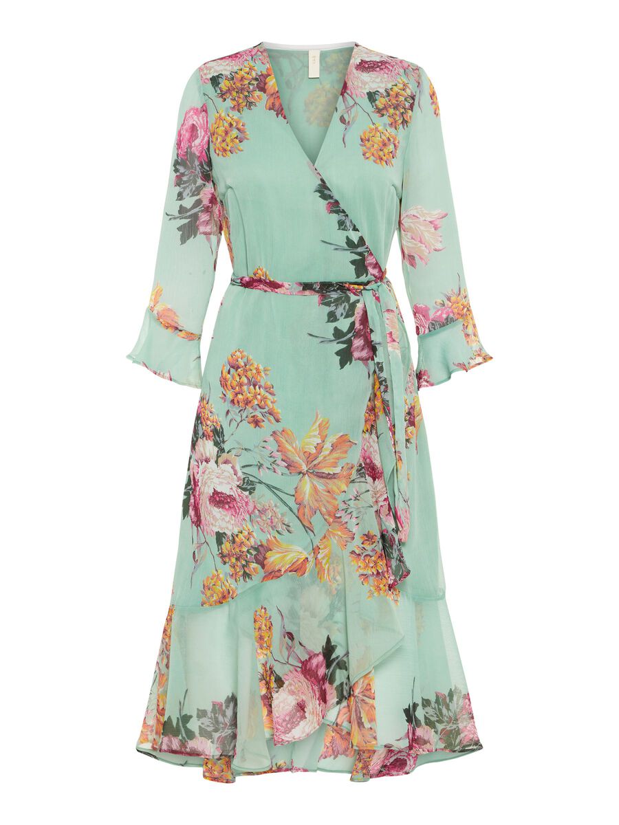 Carousel image - FLORAL WRAP MIDI DRESS, Granite Green | 6