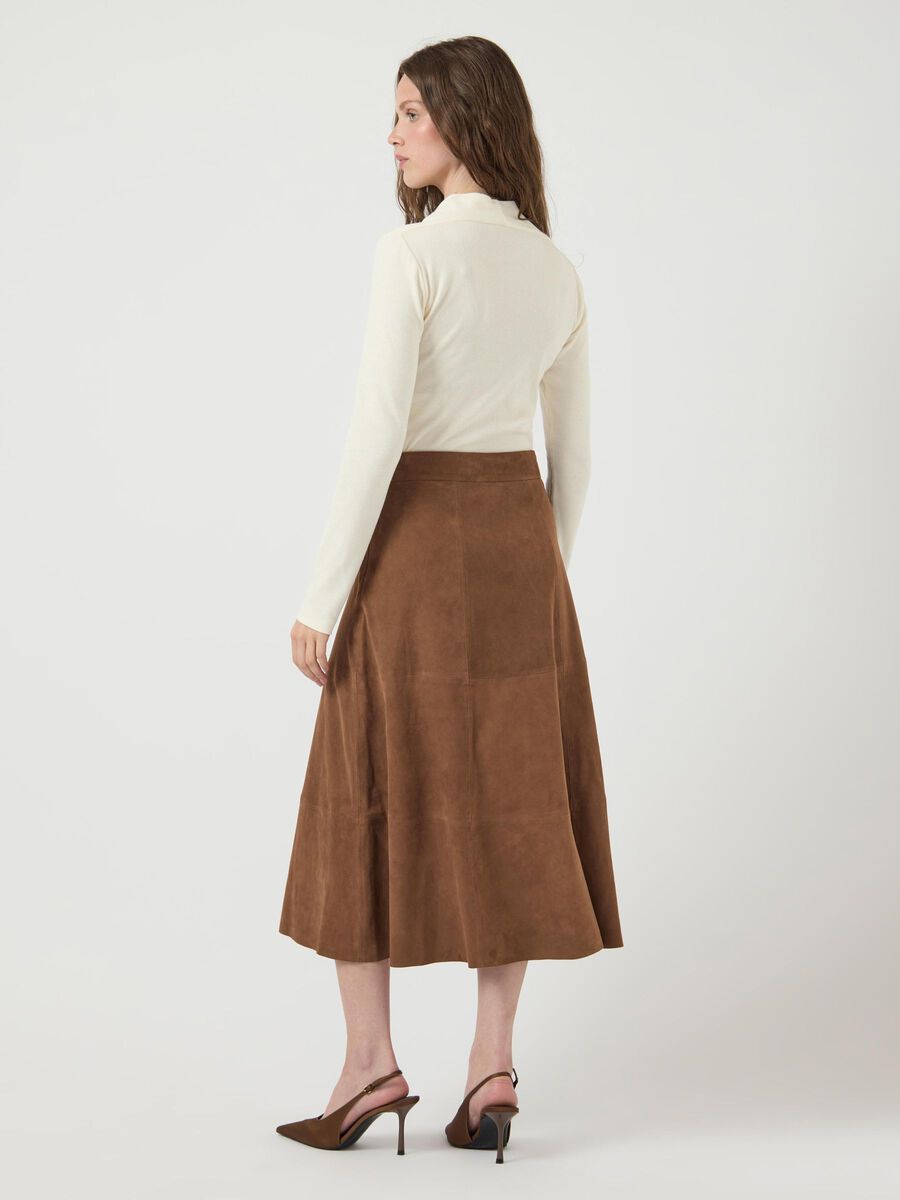 Product carousel image - YASPALMA HW SUEDE LEATHER MIDI SKIRT, Emperador | 2