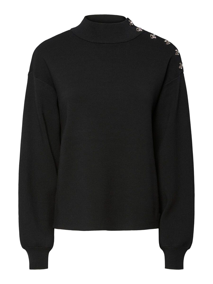 Carousel image - YASHAMA PEARL KNITTED PULLOVER, Black | 5