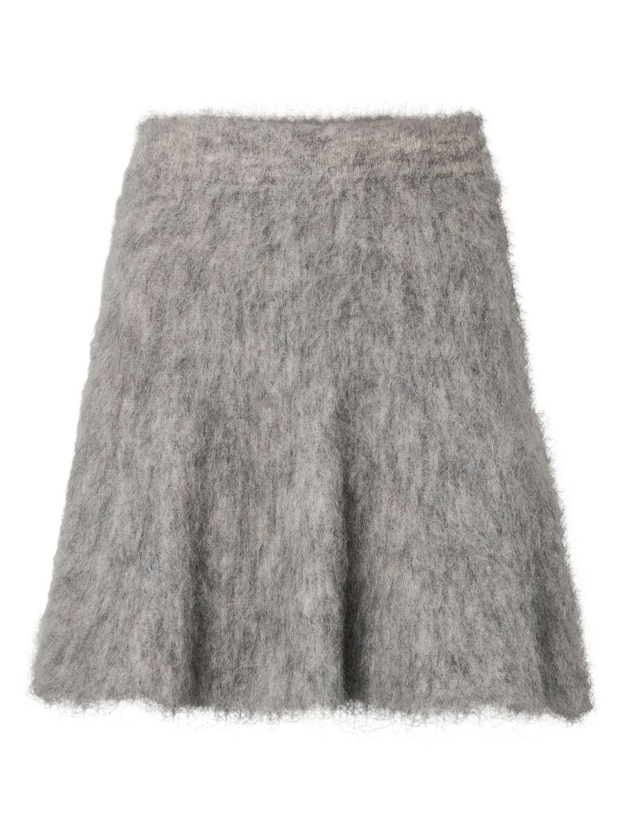 Product tile image YASTILDE HW MOHAIR BLEND KNIT  MINI SKIRT, Light Grey Melange 26041693_LightGreyMelange