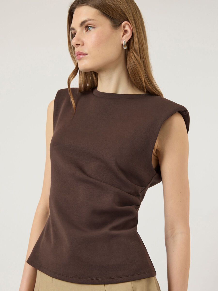 Carousel image - YASPINA SLEEVELESS TOP, Chocolate Brown | 3