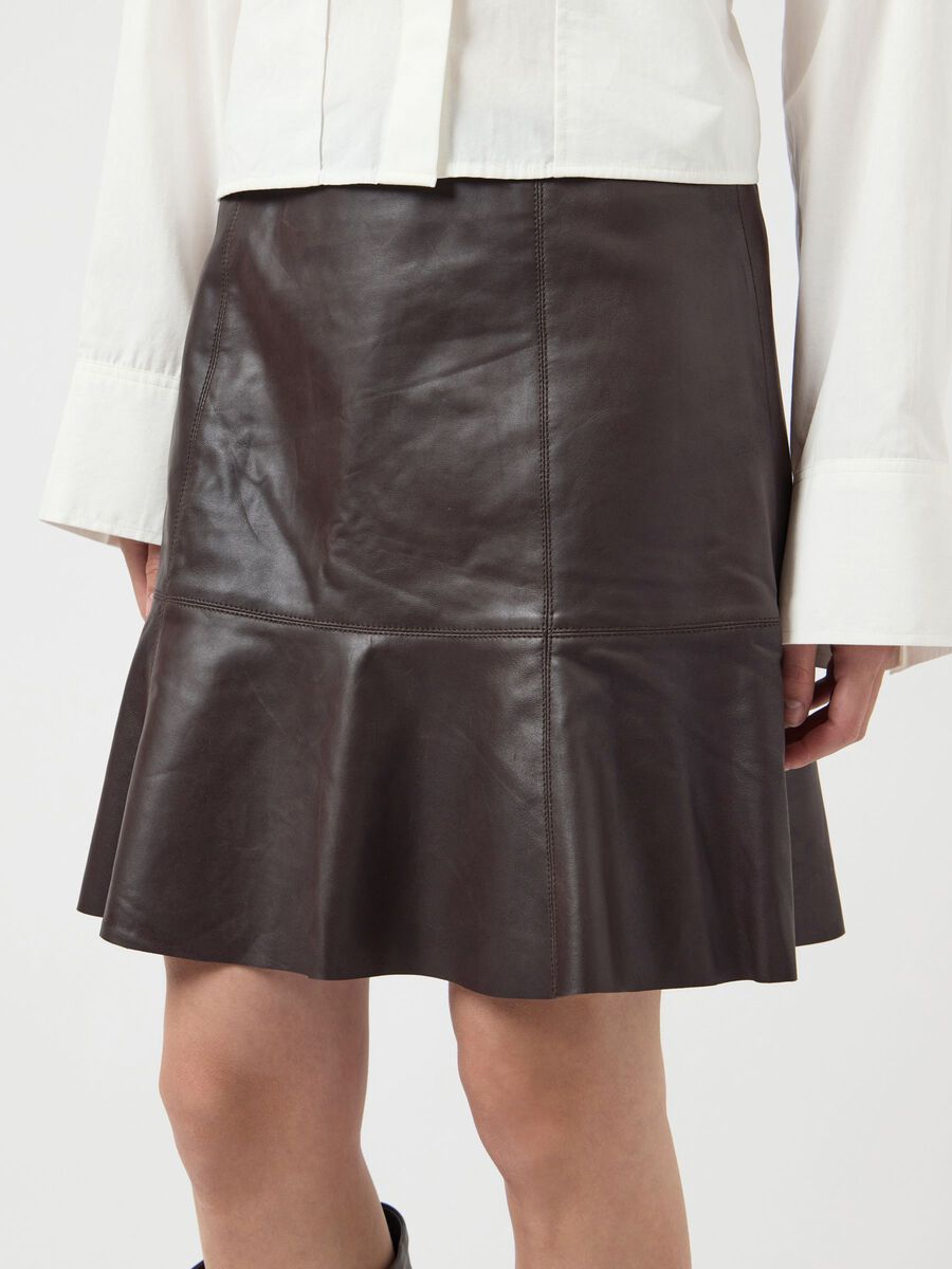 Carousel image - YASCOLLY LEATHER SKIRT, Chocolate Brown | 3