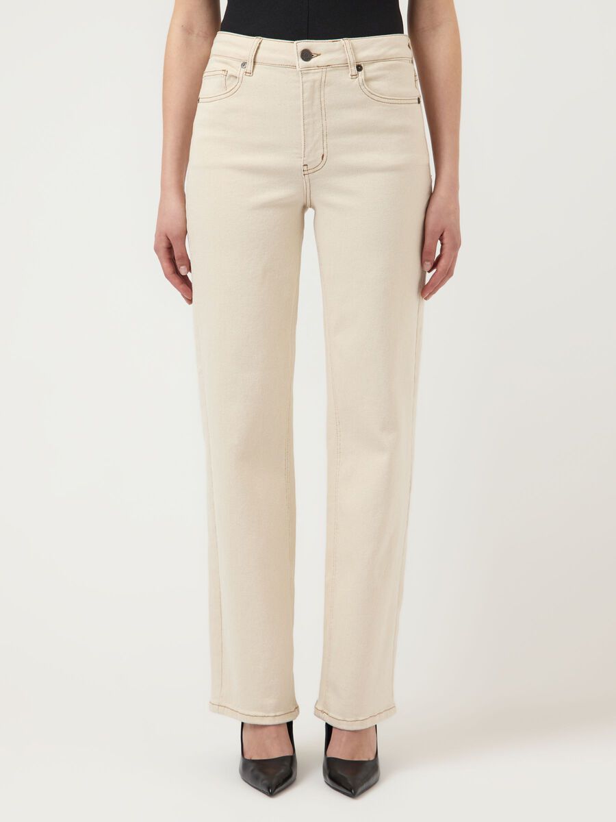 Product carousel image - YASROSIE ECRU HW STRAIGHT FIT JEANS, Ecru | 1