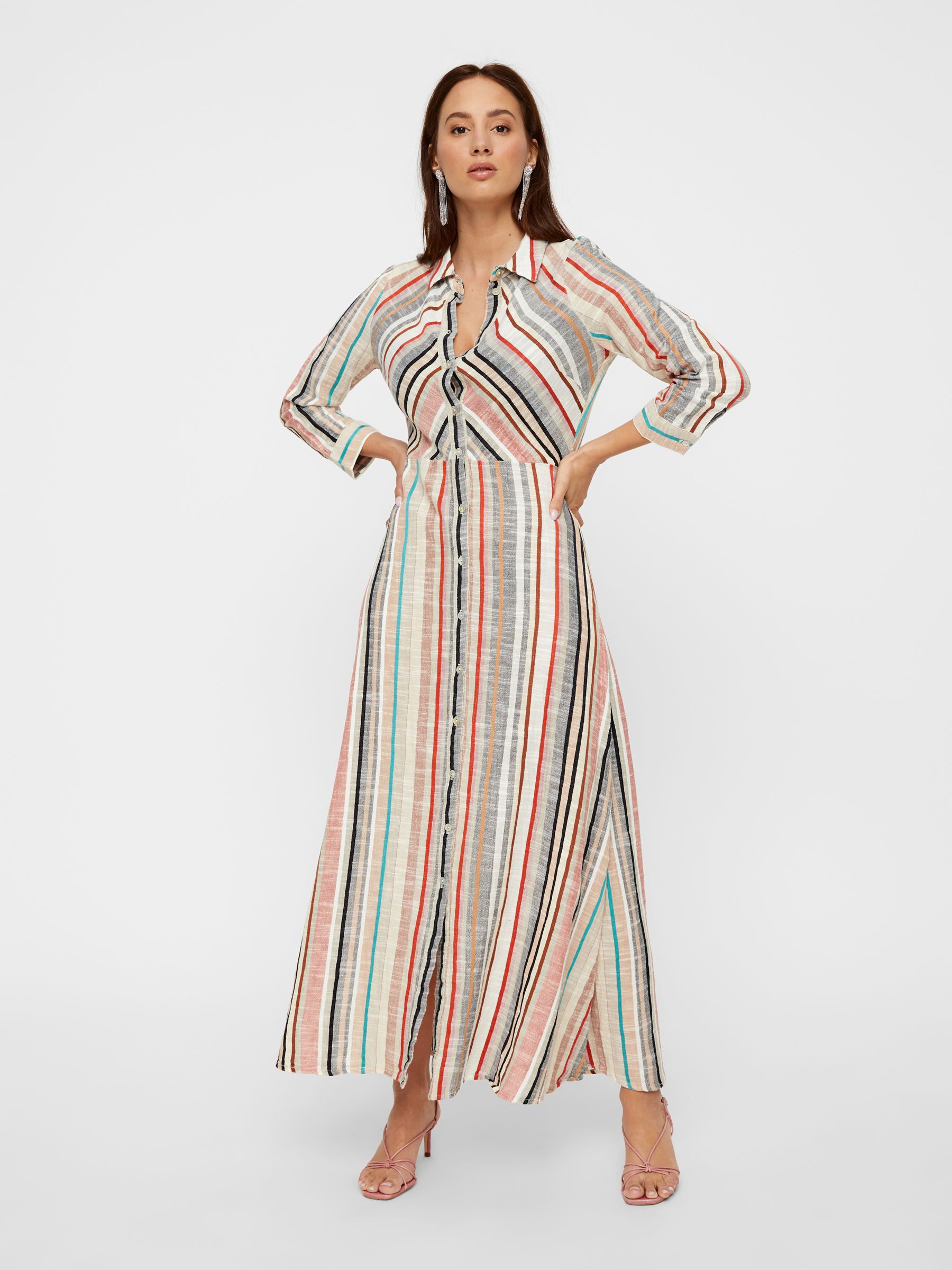 Bohemia striped shirt maxi dress online