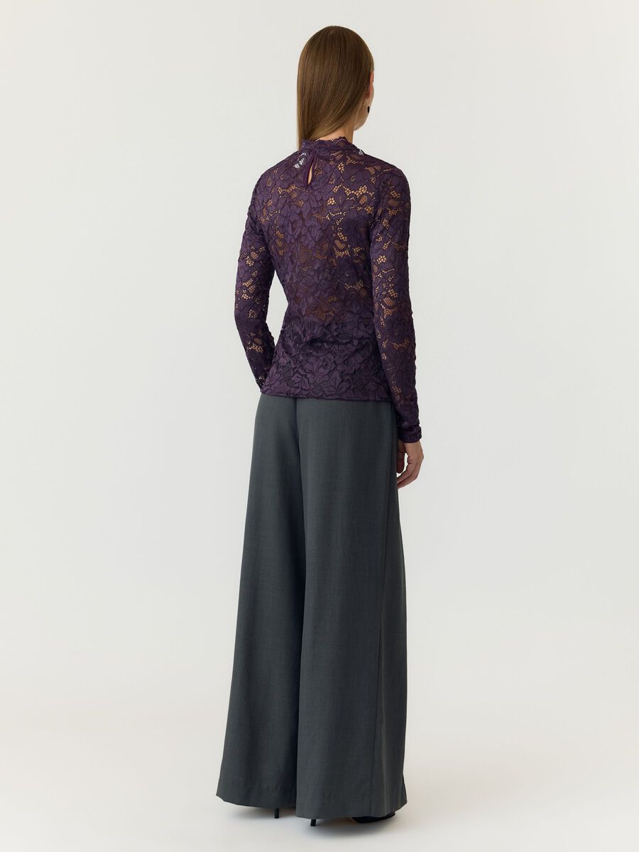 Carousel image 2 YASLACEY LACE LONG SLEEVED TOP, Plum Perfect