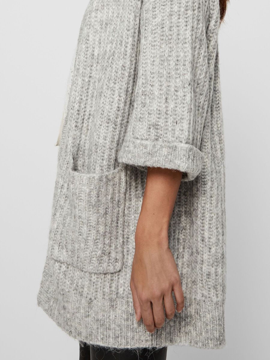 Carousel image - OVERSIZED OPEN-FRONT CARDIGAN, Light Grey Melange | 3