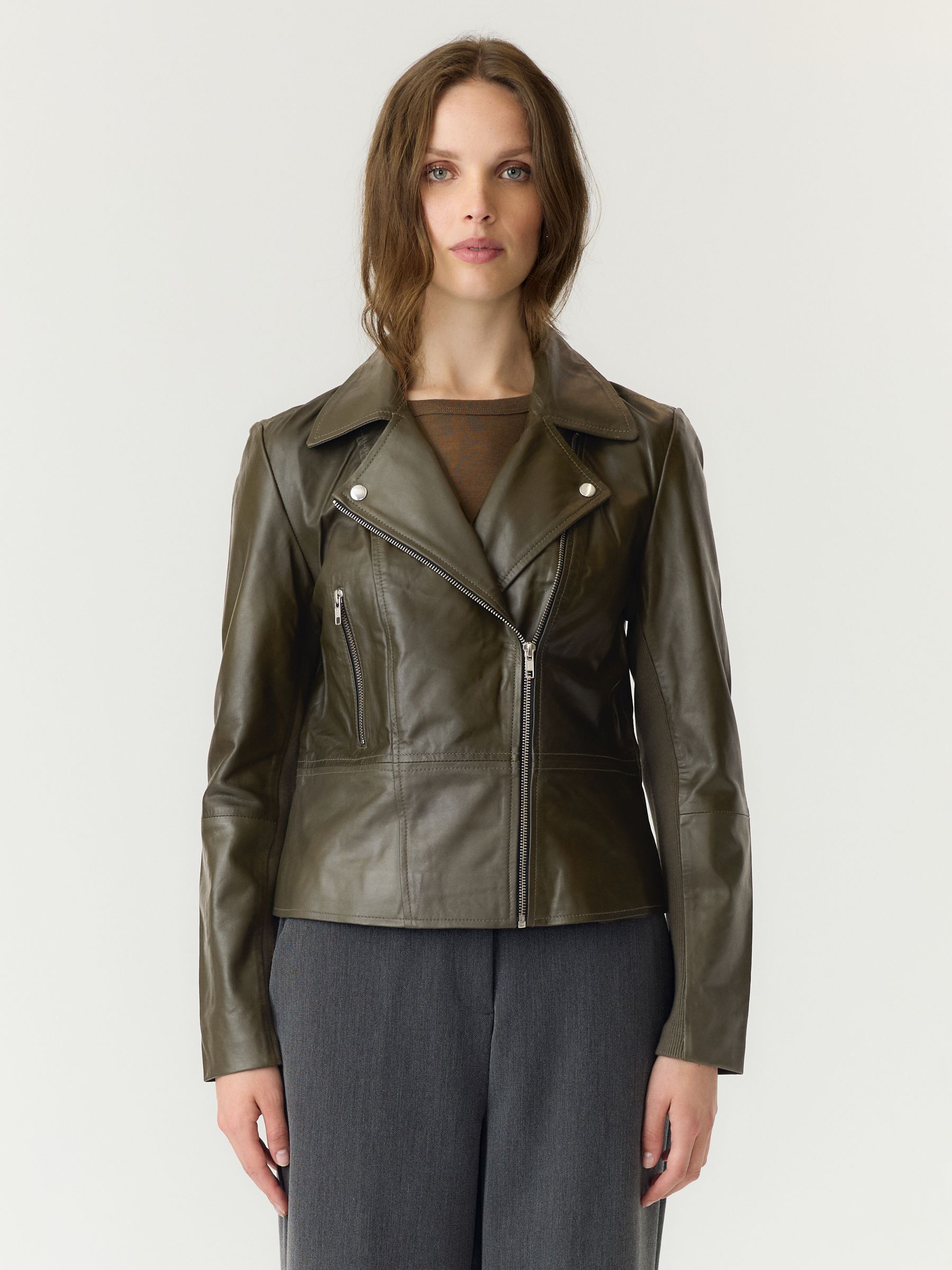 YASSOPHIE LEATHER BIKER JACKET | Brown | YAS® Ireland