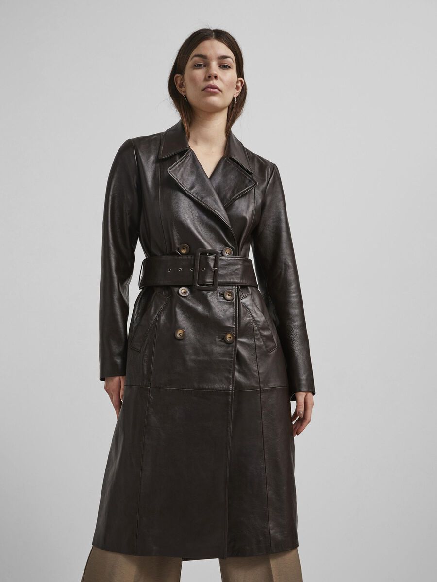 YAS LEDER GÜRTEL TRENCHCOAT, Mulch, highres - 26016786_Mulch_003.jpg