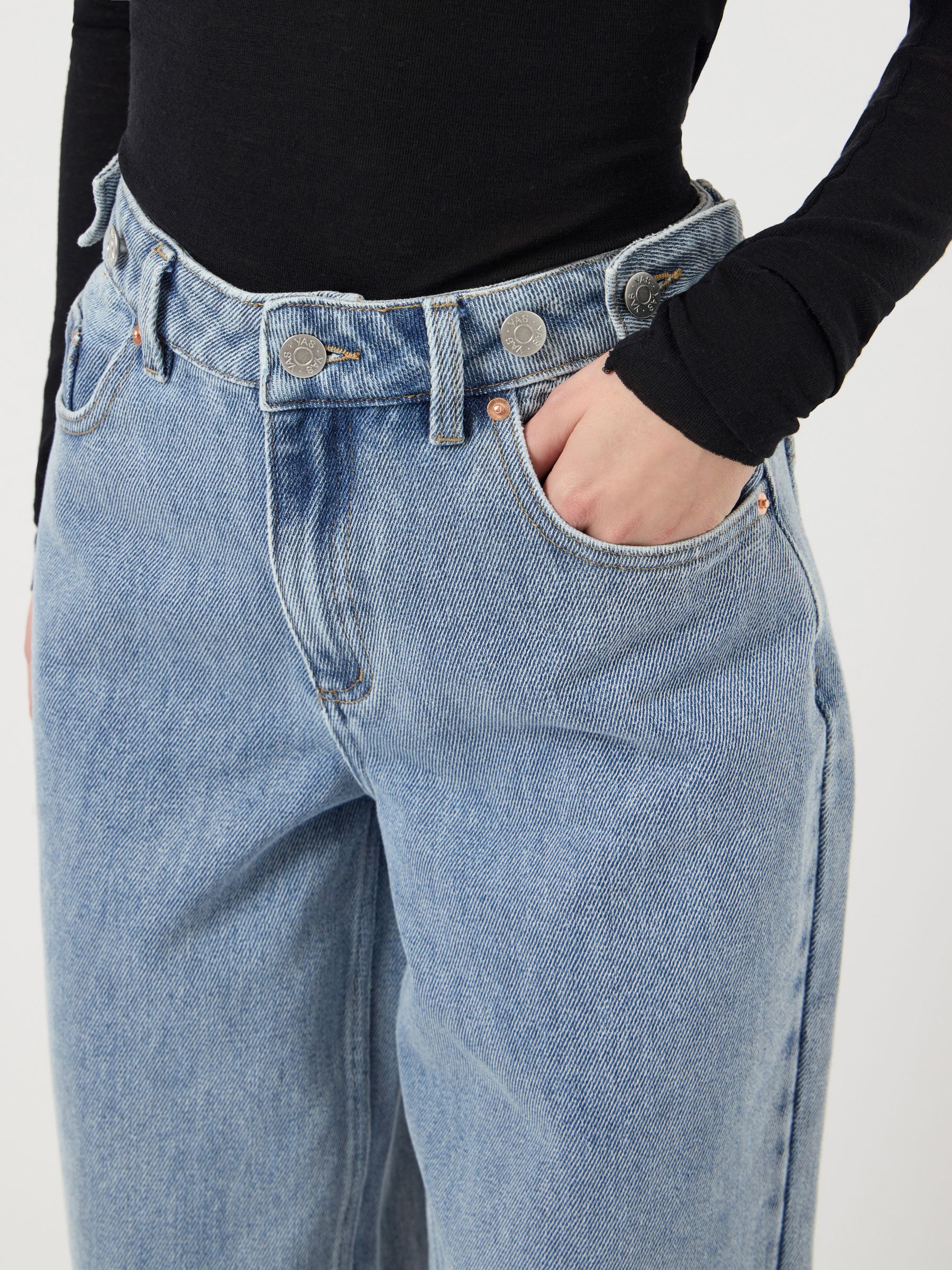 YA−MAN IB-36-P2 YASALIA MW BUTTON WIDE FIT JEANS | Blue | YAS® Netherlands
