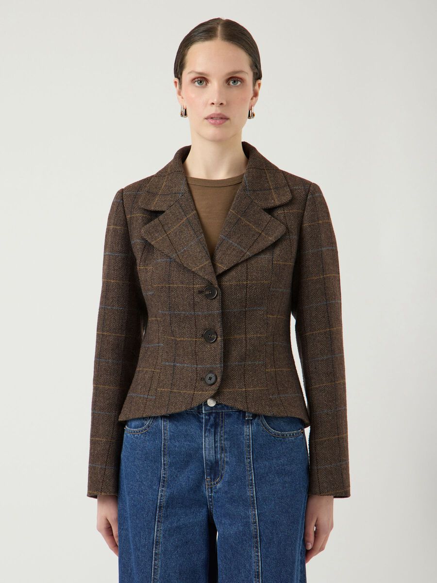 Product carousel image - YASTHELA WOOL BLEND SHORT JACKET, Chocolate Brown | 1