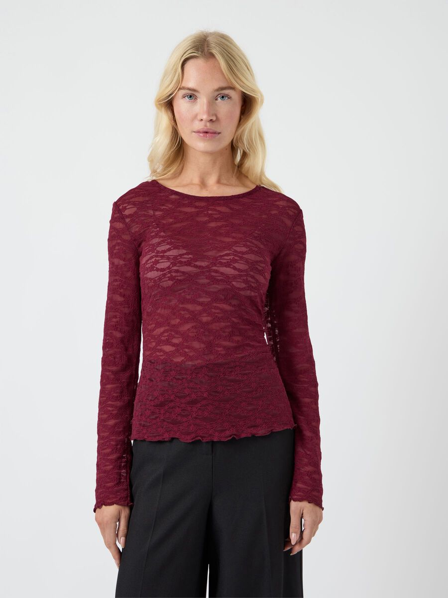 Carousel image - YASCARA KANT TOP MET LANGE MOUWEN, Tibetan Red | 1