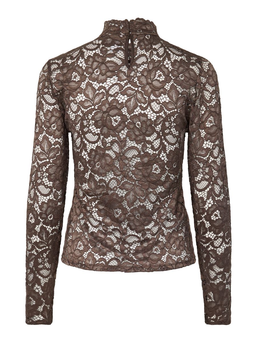 Carousel image 7 YASLACEY - DENTELLE TOP &Agrave; MANCHES LONGUES, Chocolate Brown