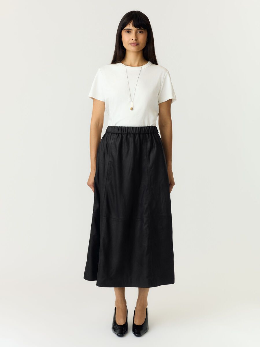Product tile image YASCOLEA HW LEATHER MIDI SKIRT, Black 26041788_Black