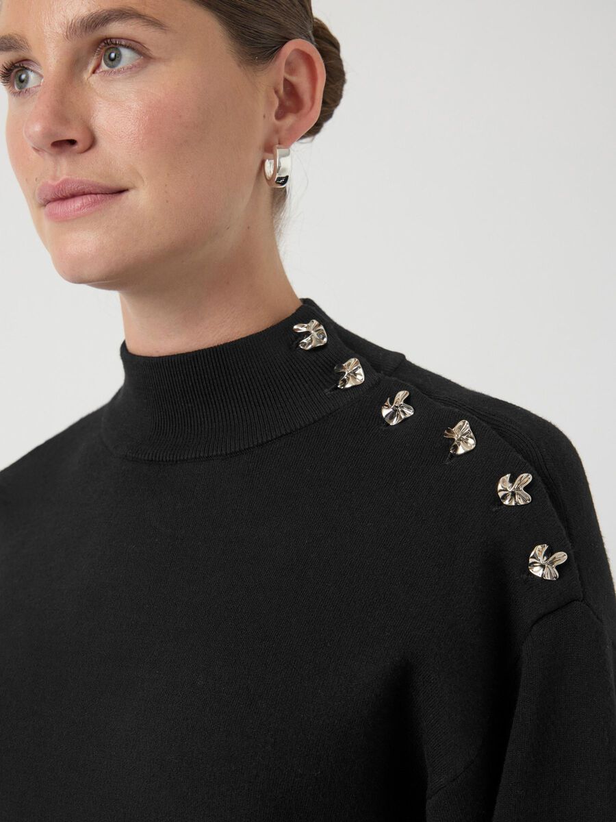 Carousel image - YASHAMA PEARL KNITTED PULLOVER, Black | 3