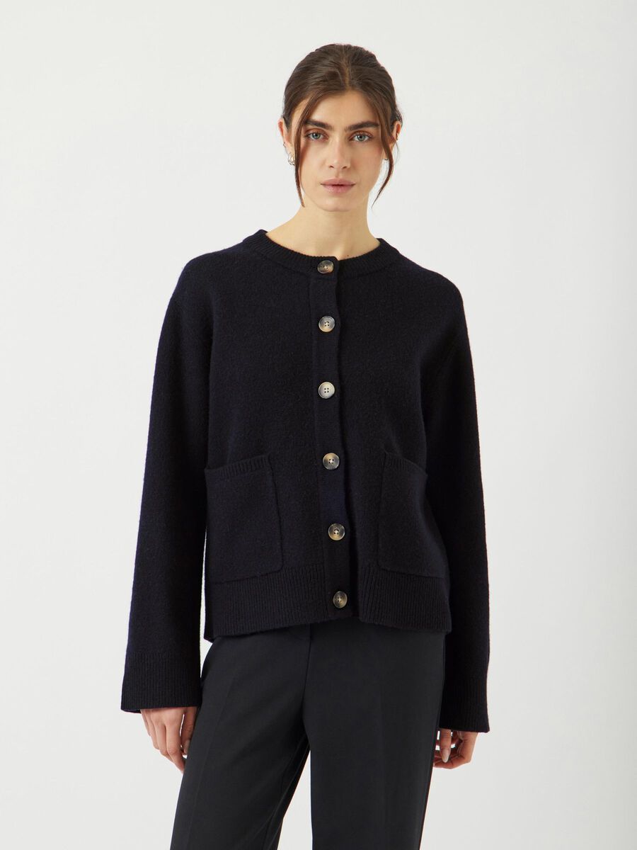 Carousel image - YASNOLA KNITTED CARDIGAN, Navy Blazer | 1