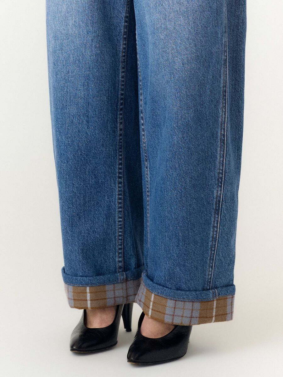 Carousel image 3 YASLUA HW FOLD UP BARREL  JEANS, Medium Blue Denim