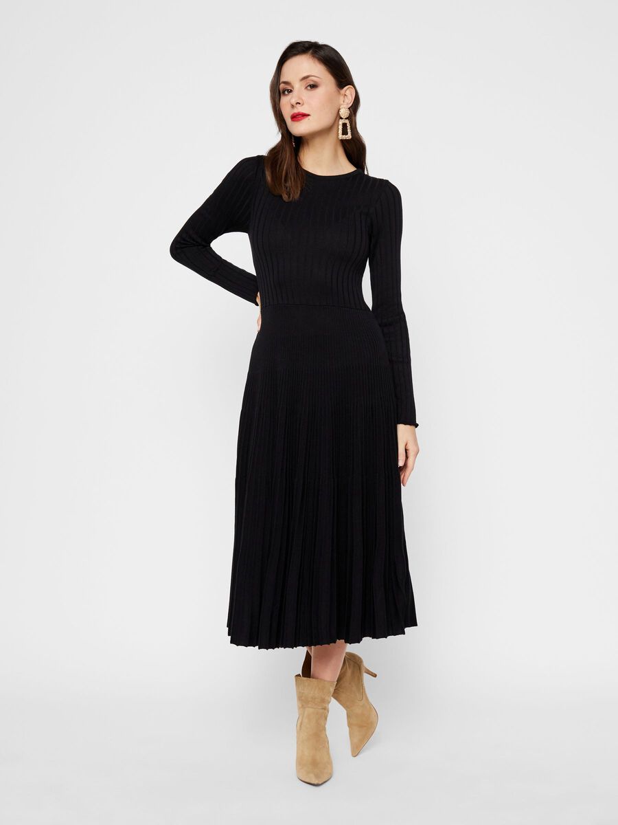 YAS STRIKKET LANGERMET KJOLE, Black, highres - 26020508_Black_003.jpg