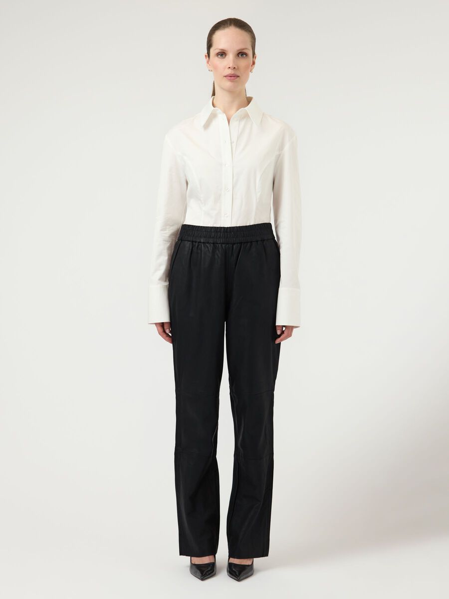 Product carousel image - YASSOPHIE LEATHER TROUSERS, Black | 1