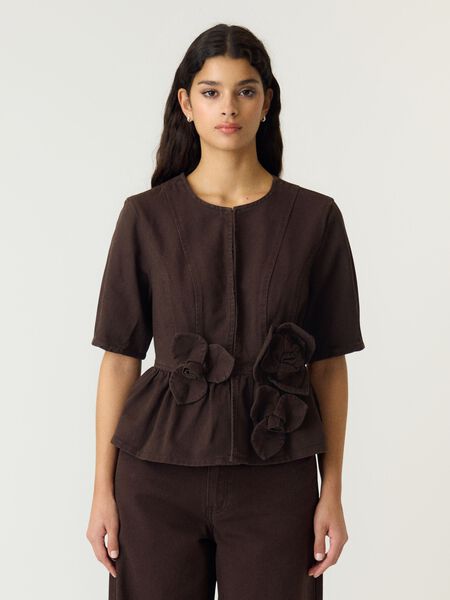 YAS YASELSIE DENIM JACKET, Coffee Bean, highres - 26041513_CoffeeBean_003.jpg