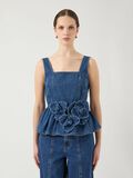 Product image thumbnail - YASELSIE PEPLUM DENIM TOP, Medium Blue Denim | 1