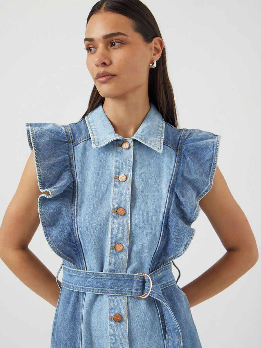 Carousel image - YASCAWI DENIM MAXI-JURK, Medium Blue Denim | 3