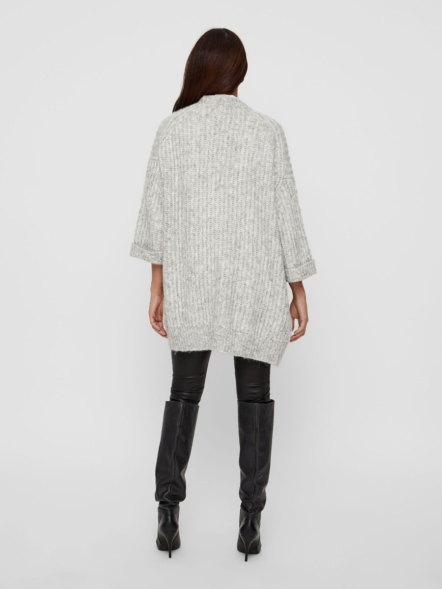 YAS OVERSIZED OPEN-FRONT CARDIGAN, Light Grey Melange, highres - 26015111_LightGreyMelange_004.jpg