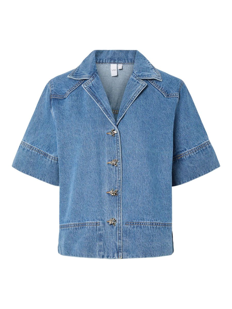 YAS YASCECI 2/4 DENIM SHIRT, Medium Blue Denim, highres - 26038113_MediumBlueDenim_001.jpg