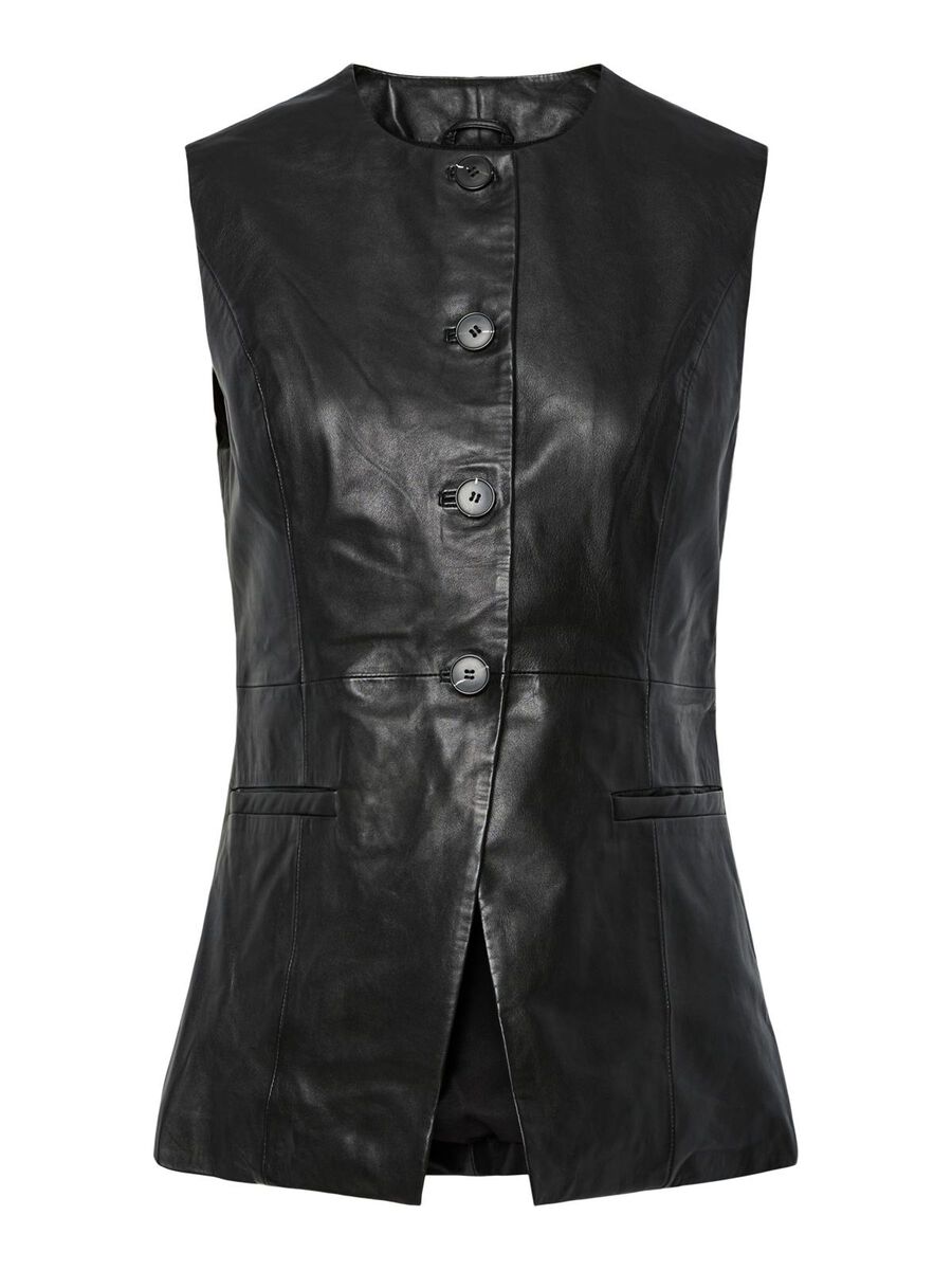 YAS YASVERA LEATHER WAISTCOAT, Black, highres - 26039275_Black_001.jpg