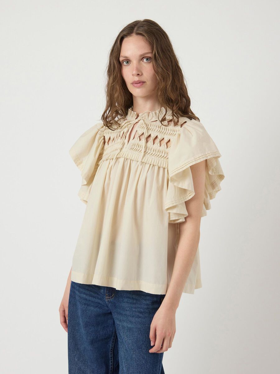 YAS YASLUERA SHORT SLEEVED BLOUSE, Birch, highres - 26039620_Birch_003.jpg