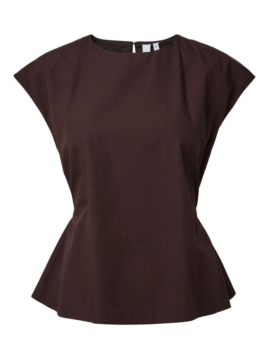 Product carousel image - YASGENEVIEVE  CAP SLEEVE TOP, Coffee Bean | 2