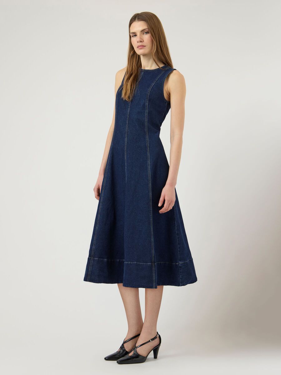 Product carousel image - YASTOVE LONG  DENIM DRESS, Medium Blue Denim | 1