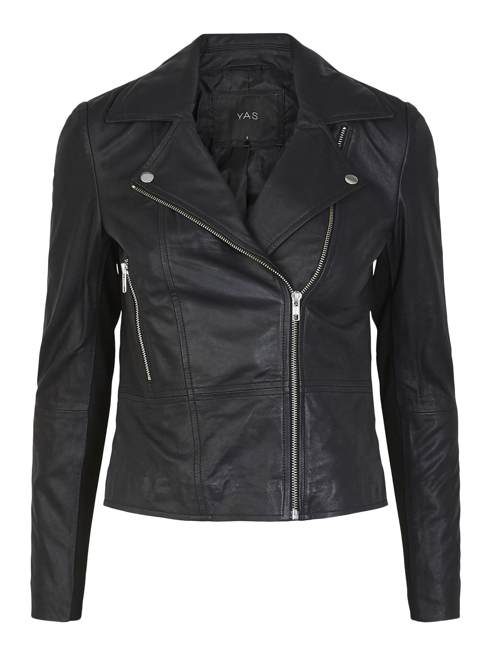 Black YASSOPHIE LEATHER BIKER JACKET | Y.A.S®