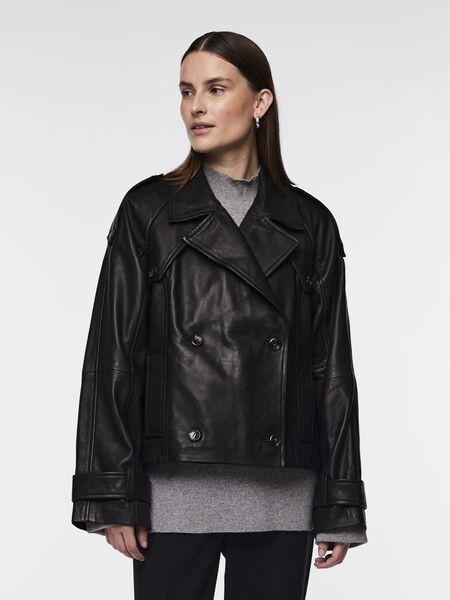 Y.A.S YASJULES LEATHER JACKET, Black, highres - 26034140_Black_003.jpg