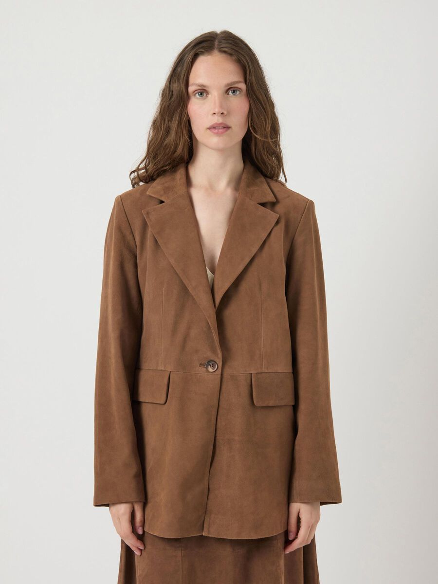 Product carousel image - YASPALMA SUEDE LEATHER  BLAZER, Emperador | 1