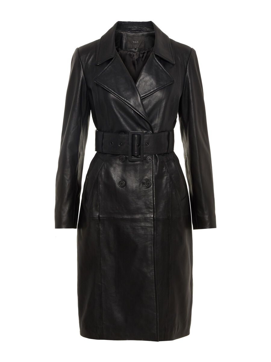 YAS BÆLTE LÆDER TRENCHCOAT, Black, highres - 26016786_Black_001.jpg