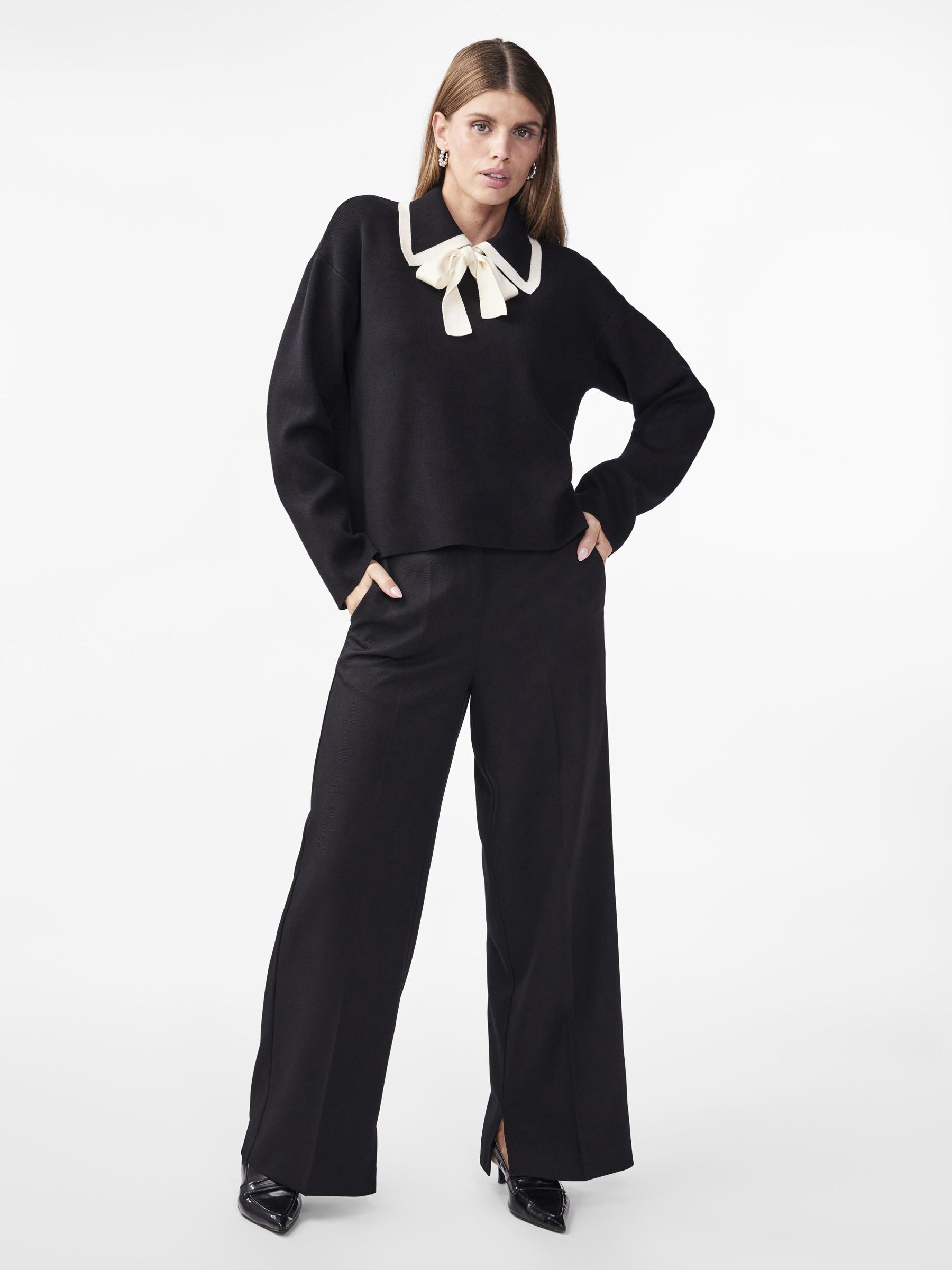 IENA - eLLa スカラップ scallop collar knit (black） IENAの