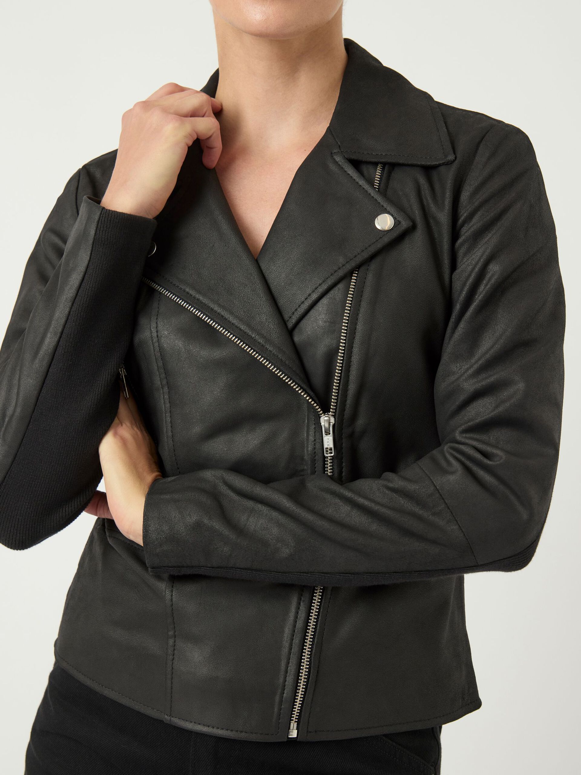 Carousel image - YASSOPHIE LEATHER BIKER JACKET, Black | 6
