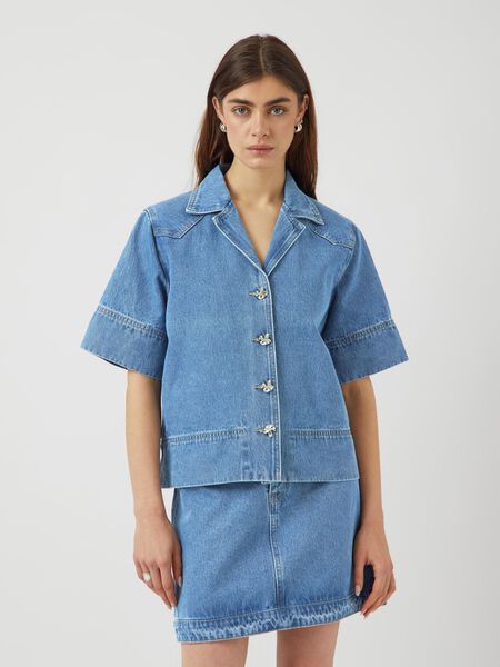 YAS YASCECI 2/4 DENIM SHIRT, Medium Blue Denim, highres - 26038113_MediumBlueDenim_003.jpg